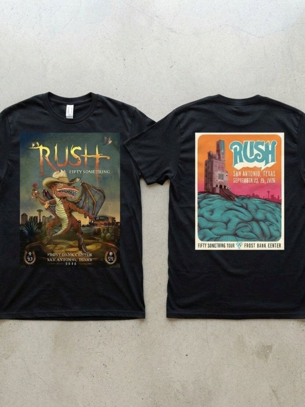 Rush Fifty Something Tour San Antonio TX 2026 Castle Graphic Black T-Shirt S-4XL